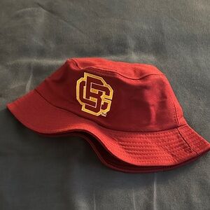 Red Bucket Hat with Embroidered Logo